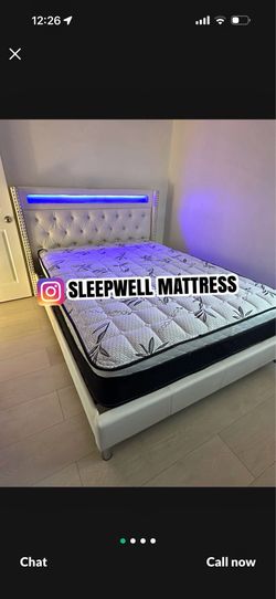 New Queen bed frame with mattress