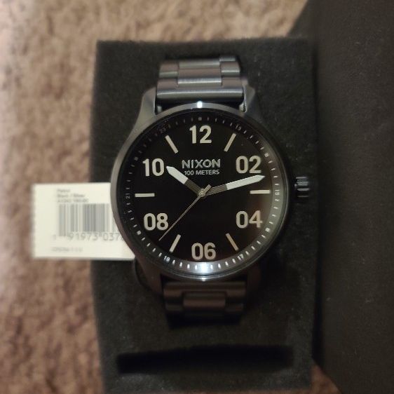 Nixon Patrol Black and Silver Watch 42mm