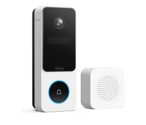 aosu Video Doorbell Camera Wireless, 2K QHD, 170° Wide Angle, 2.4 GHz WiFi No Subscription Required, Head-to-Toe View, Person Detection Smart Alerts, 