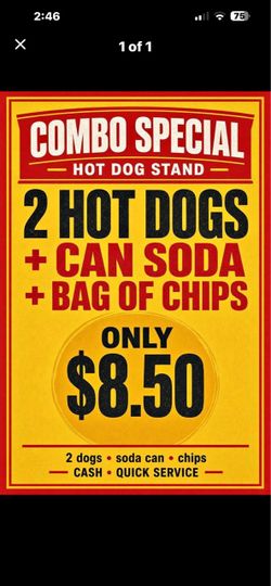 2 hotdogs 1 can coke and chips delivered