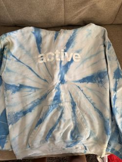 Active blue & white tie-dye hoodie