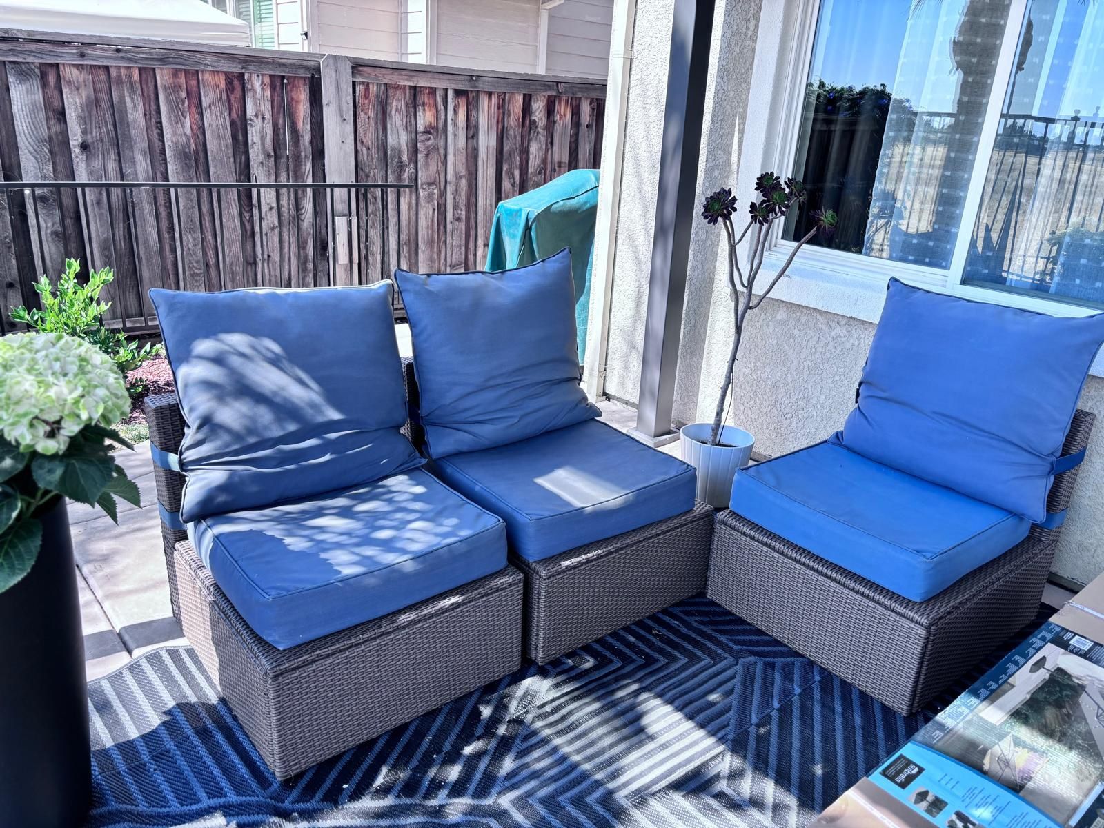 Patio Furniture Rattan With Cushions As Shown