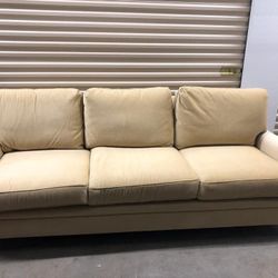 Large Velvet Beige Sofa