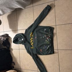 LANVIN X GALLERY DEPT. Big Logo Art on Display Courtesy of Josue Thomas Paint Splatter Pullover Green Hoodie Sweatshirt Size x 