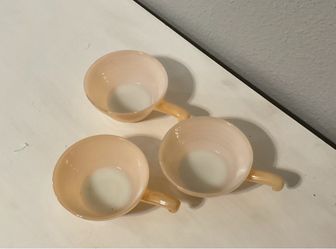 Vintage Peach Milk Glass Cups Set of 3