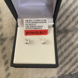 1c Lab Diamond Earrings (princess cut)