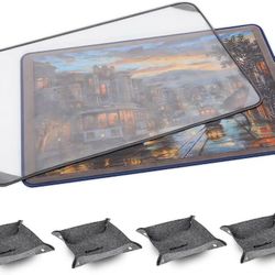 Jigsaw Puzzle Board with Cover & Sorting Trays | Kidoodler 33x22 Portable Puzzle Mat for 1000 pcs with 4 Foldable Sorting Trays | 4mm Reinforced