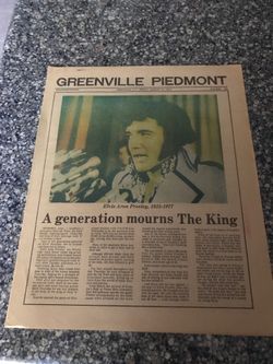 Greenville Piedmont special edition Elvis Presley