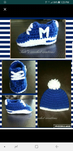 Baby crochet shoes and beanie