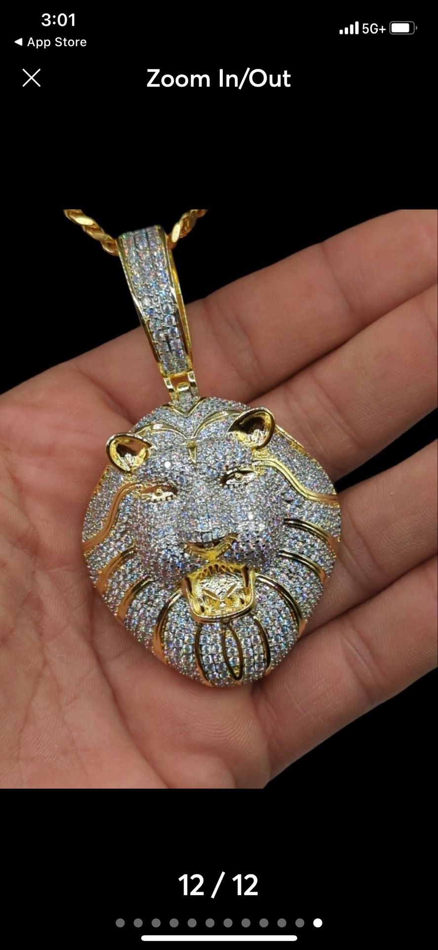Men’s Hip Hop Fashion Guu GLD Jewelry Gold Iced Out King Lion Pendant Necklace Chain