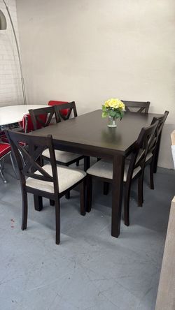 Dark Wood Dining Tables with 6 Chairs-Same Day Delivery 🚚