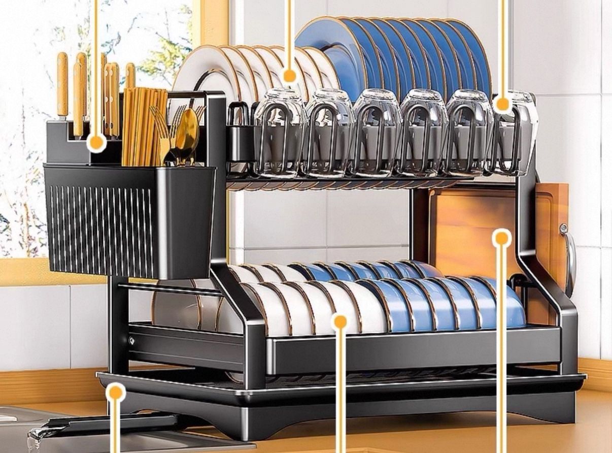 Kitchen dish rack, floor-standing dish rack, multi-functional dish and chopstick storage rack