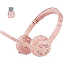 Wireless Headset with AI Noise Cancelling Microphone Bluetooth Headset - Bluetooth V5.2 Headphones with USB Dongle & Mic Mute for Computer/Laptop/PC/i