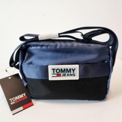 Tommy Hilfiger Blue and Black Messenger Bag with Adjustable Strap