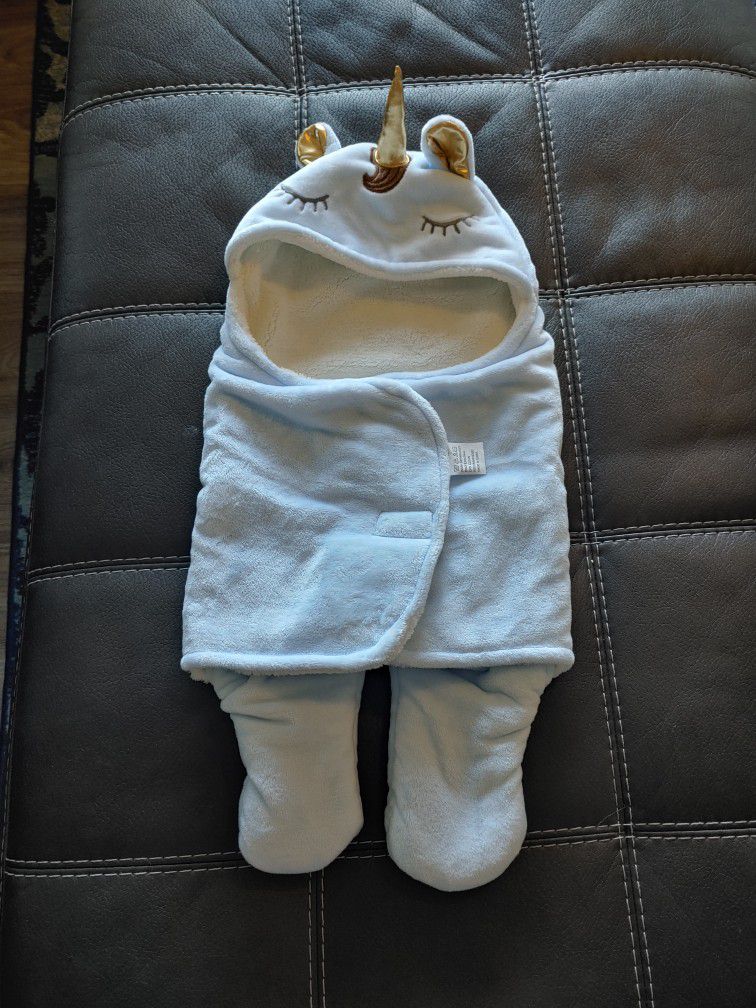 Infant Baby Blue Unicorn Swaddle Blanket- Size 0-6 Months