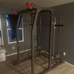 Squat Rack With Smith Machine And Cable Flys 