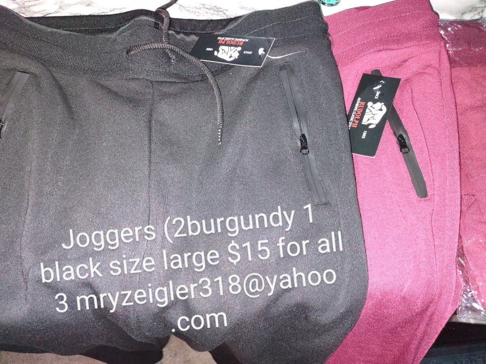 Joggers size large(unisex 1pr burgundy left -$5)slim fit