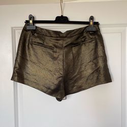 BCBGMaxAzria Camryn Metallic Gold Black Shorts High Waist