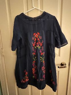 Navy embroidered dress
