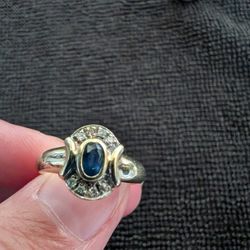 14k Geniune Sapphire, Diamond Ring