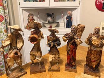 Folk Art vintage Mexican Paper Mache Figurines Set of 10