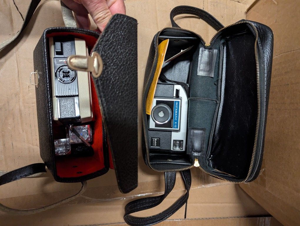 Vintage Kodak and Keystone Cameras with Cases and Bulbs