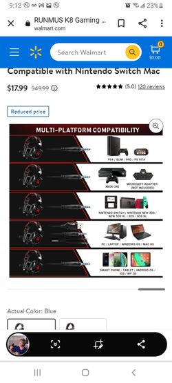 RUNMUS K8 Gaming Headset for Xbox One, PS4 Headset with Surround Sound,  Over Ear Headphones with Noise Canceling Mic & RGB Light, Compatible with  Nintendo Switch Mac 