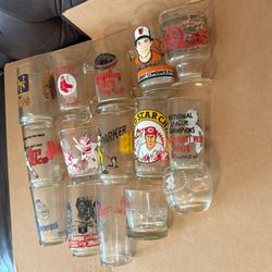 Baseball Vintage Glass Collection, 14 Different Rare Glasses