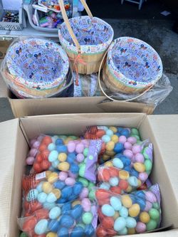 Easter Eggs And Baskets