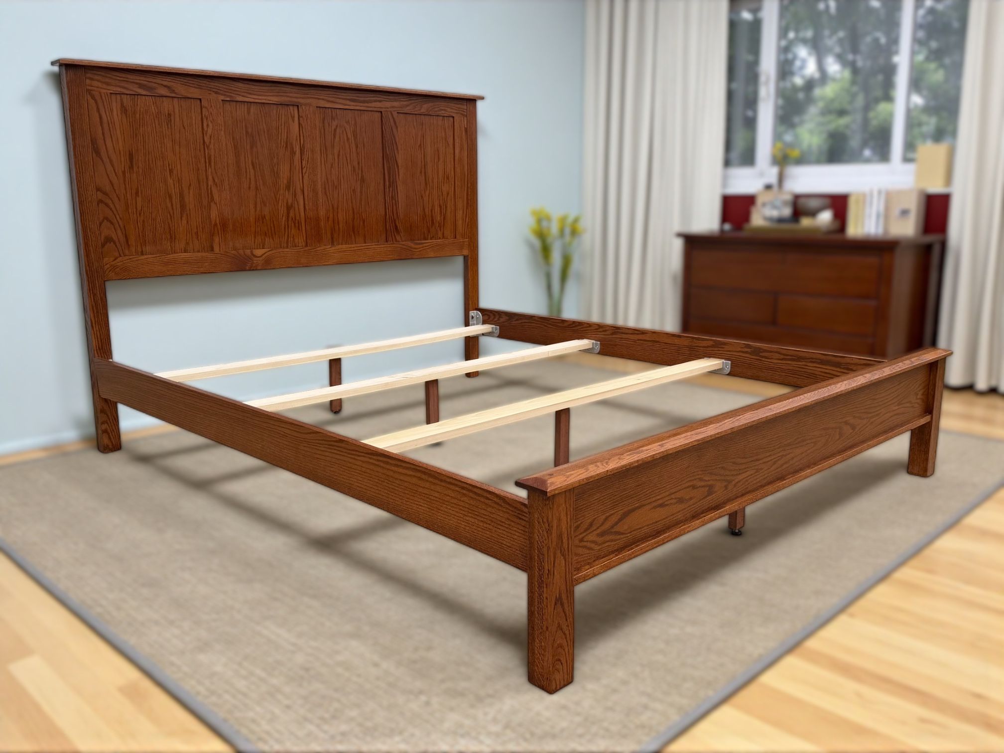Daniel's Amish Brown Oak Cali King Panel Bed Frame
