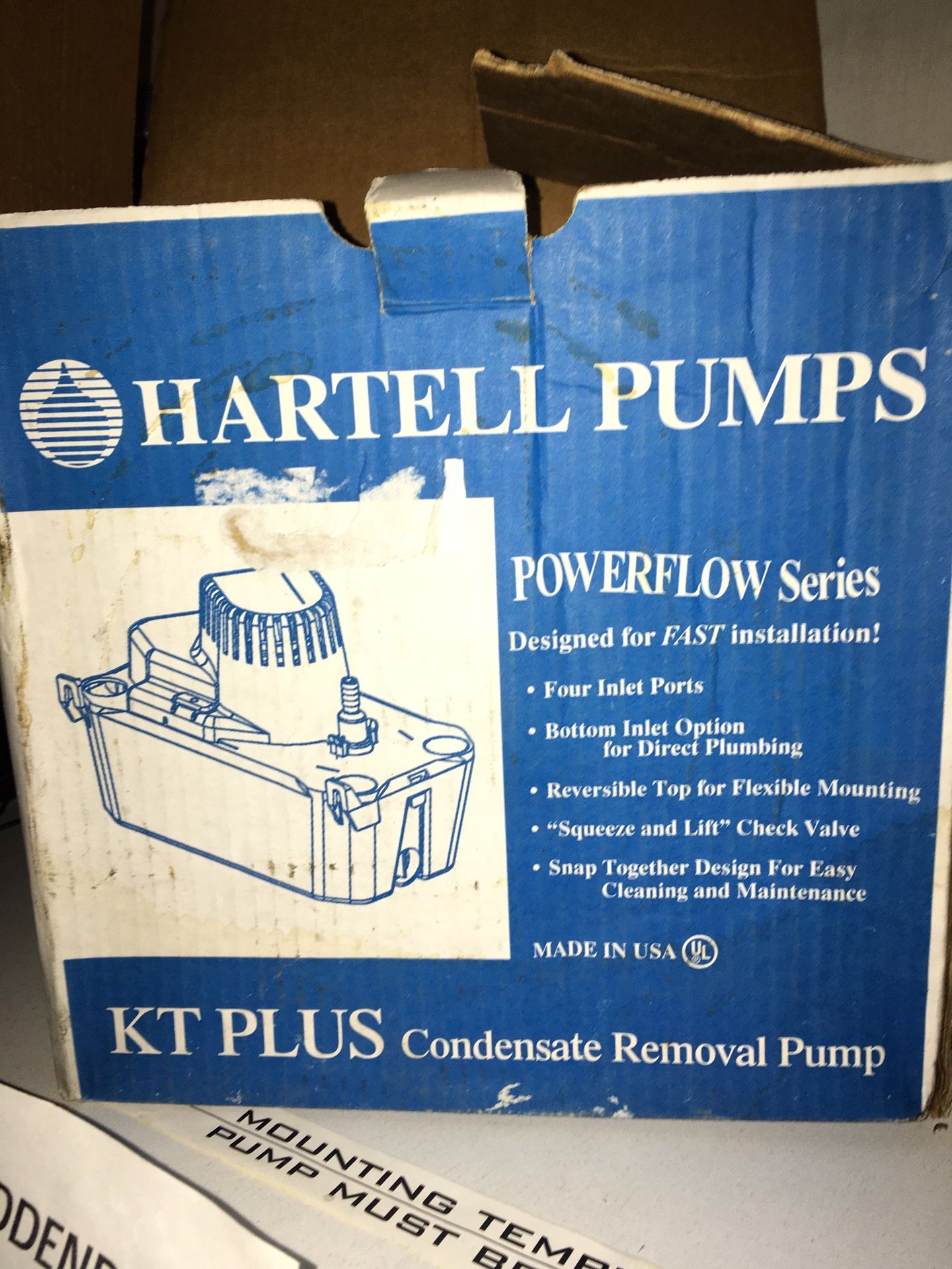 Brand New Hartell Pumps Powerflow Series KT Plus Condensate Removal