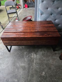 Rustic Wood Coffee Table with Metal Legs