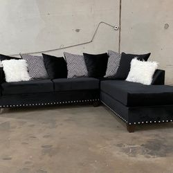 Black Velvet Sectional 