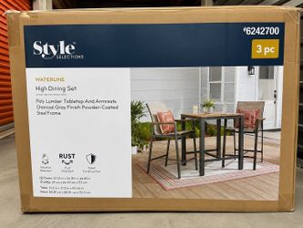 NEW Style Selections Waterline 3-Piece Outdoor Patio High Dining Set