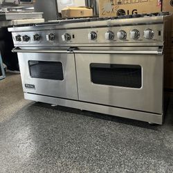 Viking Professional Stainless Steel 60” Double Oven All Gas Range 