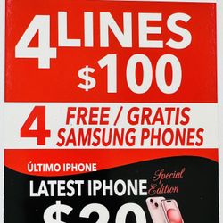 4 Lines & Free 4 Samsung Phones