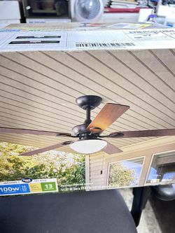 Mainstays 52" Indoor/Outdoor Oil Rubbed Bronze 5 Blade Reverse Airflow Ceiling Fan, 1 LED Bulb