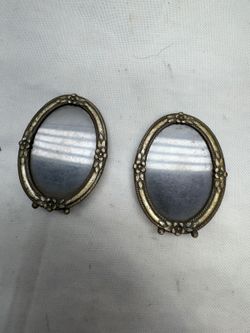 Pair of Oval Miniature Picture Frames with Ornate Floral Detailing