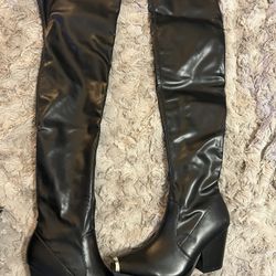 Fashion Nova Black Thigh High Boots - Size 7.5
