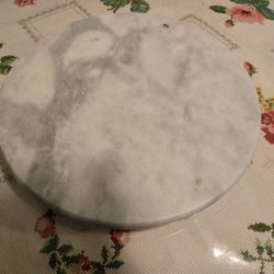 Lazy Susan Marble Turntable Curved Edge White & Gray - 12" Diameter