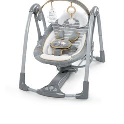 Ingenuity Boutique Collection Deluxe Swing 'n Go Portable Baby Swing - Bella Teddy (Unisex)