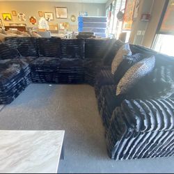 BLACK Sectional Sofa Right or Left Facing wide Chaise available 130x100