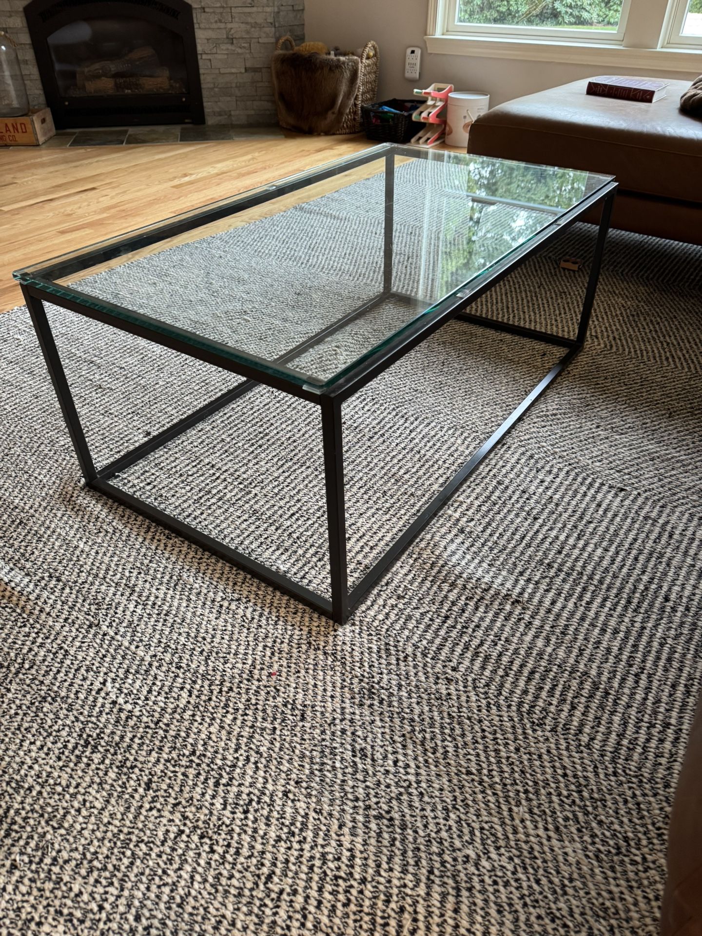 West Elm Glass And Metal Coffee Table