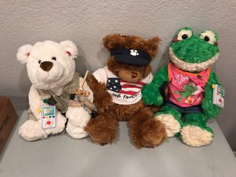 Build A Bear - polar bear, teddy bear, frog + accessories