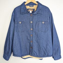 Vintage The Haband Tailgater Barn Style Sherpa Lined Denim Jacket Size XL