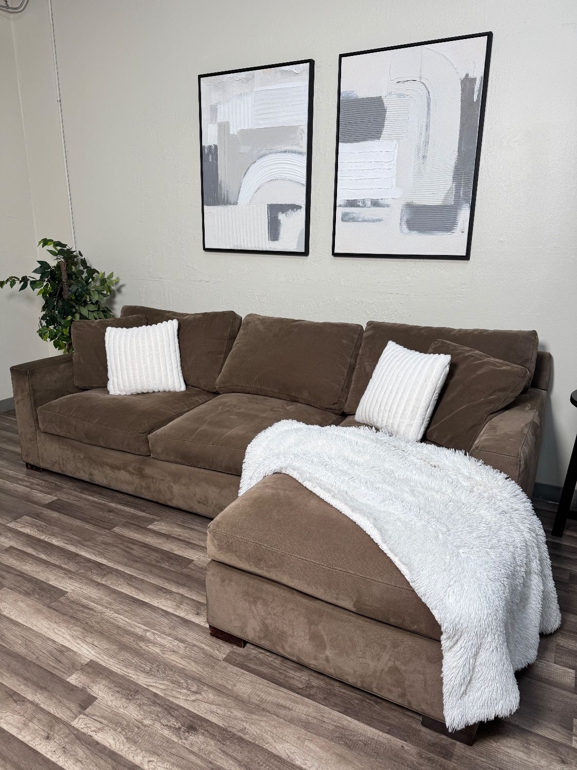 Crate & Barrel Brown Sectional Couch DELIVERY WITHIN A WEEK