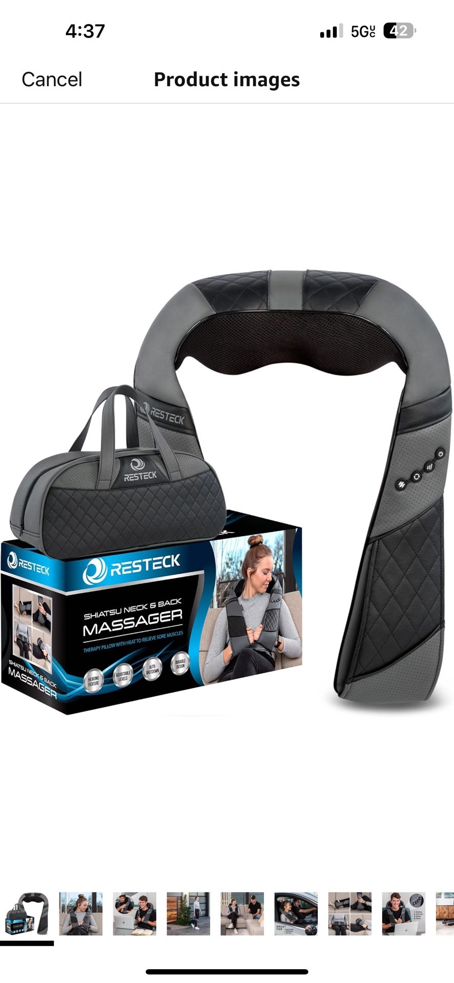 RESTECK Massagers for Neck and Back with Heat - Deep Tissue 3D Kneading Pillow, Electric Shiatsu Shoulder Massage, Foot, Legs,Body - Relieve Muscle Pa