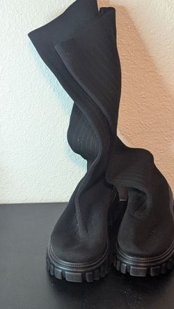 Black spandex knee high shoes