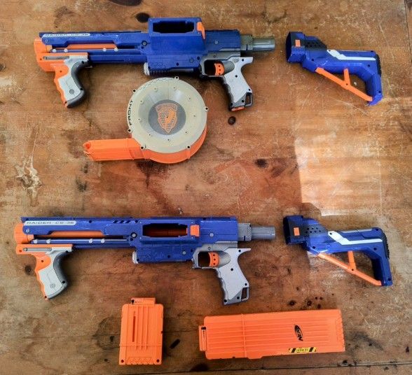 Nerf Raider CS-35 And Nerf Recon CS-6 with Dart Drum and Clip Cartridges 