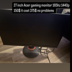 Gaming Monitor 27inch Acer 1440p 165hz  